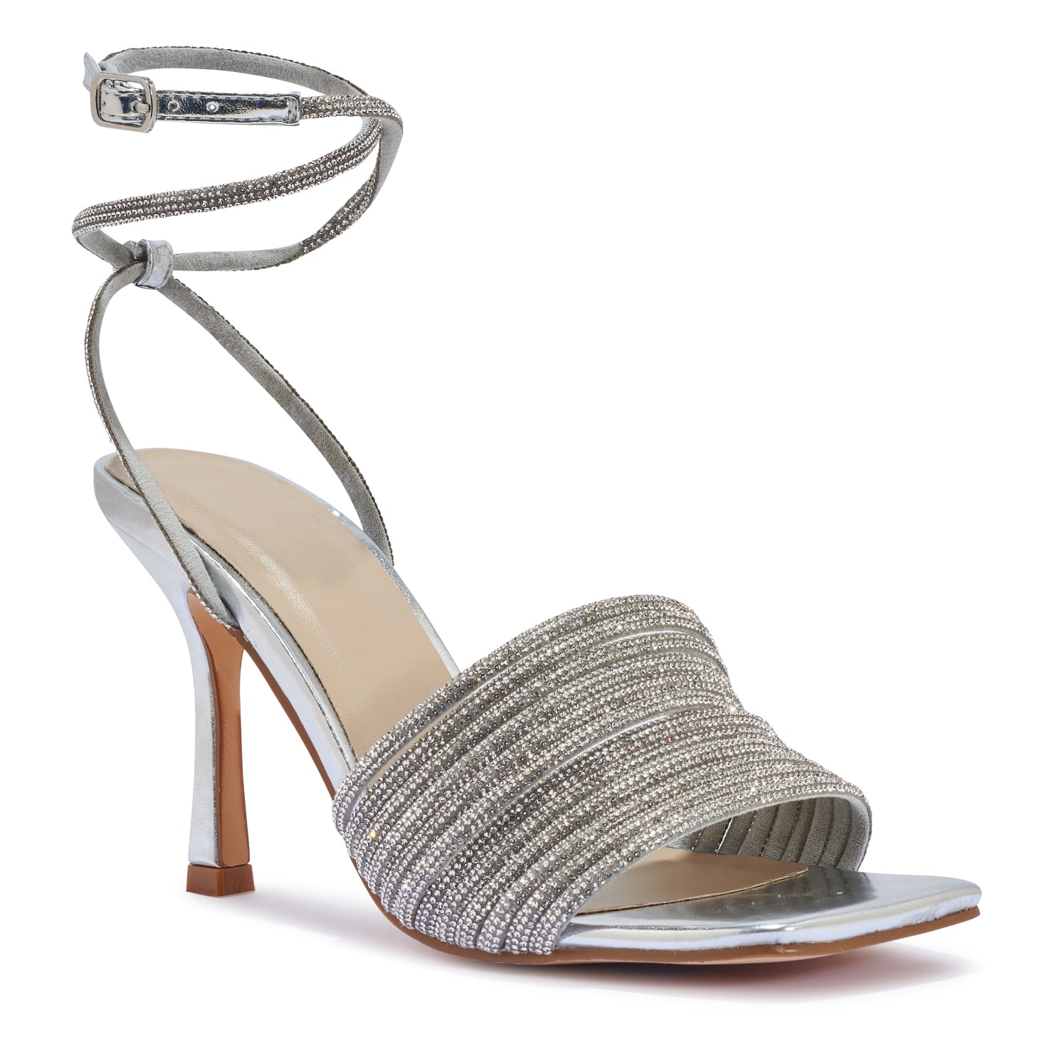 Silver kitten hot sale heel sandals