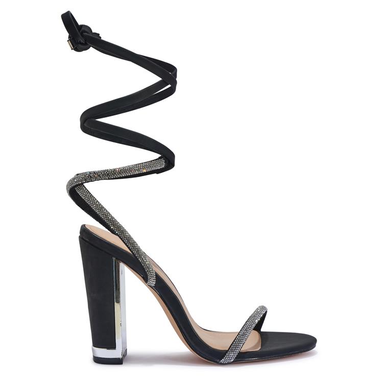 Black wrap hot sale block heels