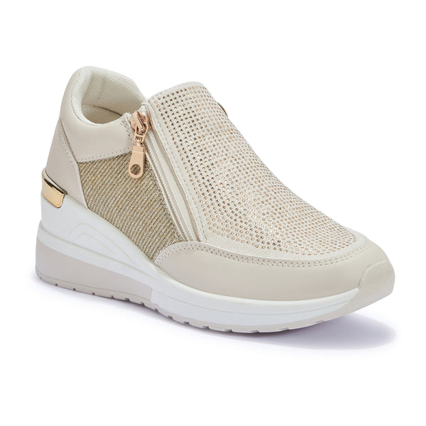 CEDAR7 MESH ZIP UP DIAMANTE WEDGE TRAINER