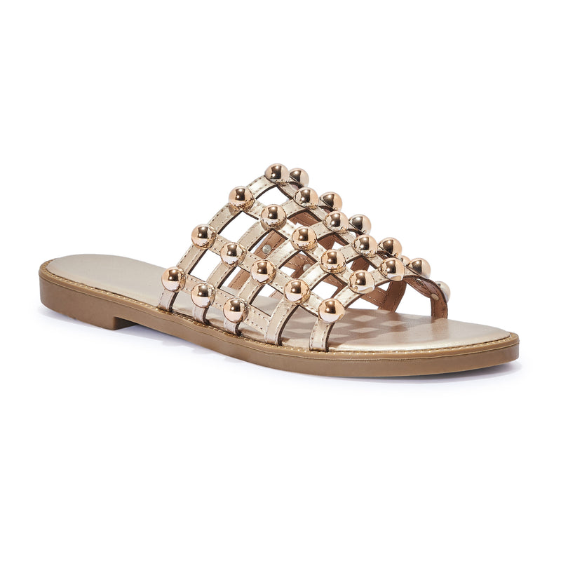 H2039-1 DOME STUD CAGE FLAT SANDAL